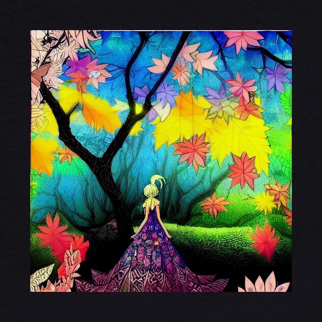 Anime Princess in Colourful Forrest - Colourful Artwork by Wear it Proudly